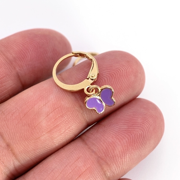 Dainty Purple Butterfly Earrings - Picture 4 of 5